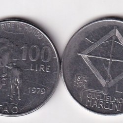 Italy 2 Different 100 Lira Rare Commemorative UNC Coin Set #E-64