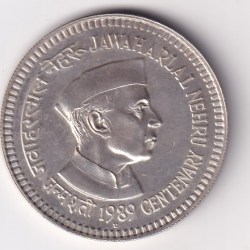 India 100 Rupees 1989 Jawaharlal Nehru Rare Commemorative issue Silver Coin #C-35
