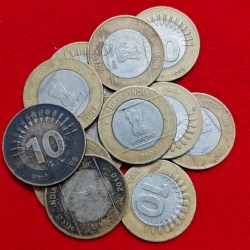 10 Rupee 15 Lines Coin Lot of 12 Coins