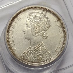 British India Victoria One Rupee 1897 Bombay Mint Silver Coin High Grade RARE