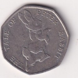 United Kingdom 50 Pence 2017 - Elizabeth II ; Peter Rabbit Rare Coin #E-78