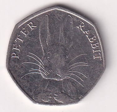 United Kingdom 50 Pence 2016 - Elizabeth II ; Peter Rabbit Rare Coin #E-85
