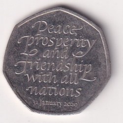 United Kingdom 50 Pence 2020 - Elizabeth II ; Brexit Rare Coin #E-87