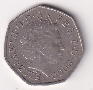 United Kingdom 50 Pence 2000 - Elizabeth II ; Public Libraries Rare Coin #E-91 - Image 2