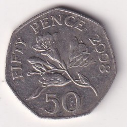 Guernsey 50 Pence 2008 - Elizabeth II 4th portrait Rare Coin #E-95