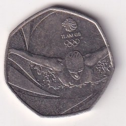 United Kingdom 50 Pence 2016 - Elizabeth II ; Team GB Olympics Rare Coin #E-97