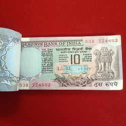 Alternative view of Ten Rs Rare Peacock Full Bundle Governor RN Malhotra UNC Condition Republic of India 774601
