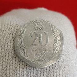Twenty Paise Aluminium Scare Error Shifted Coin Year 1986 Bombay Mint UNC Condition RBI Mistake Coin