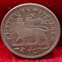 Ethiopia 1 Ghersh - Menelik II Rare Silver coin#E-92