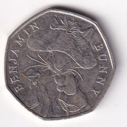 United Kingdom 50 Pence (Elizabeth II; Benjamin Bunny) Rare Commemorative Coin #E-100