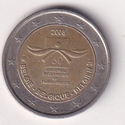 Belgium 2 Euros 2008 - Albert II Human Rights Bimetallic Commemorative issue Rare Coin #E-109