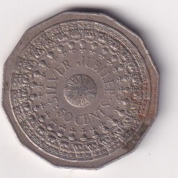 Australia 50 Cents 1977 - Elizabeth II 2nd Portrait - Silver Jubilee Rare Coin #E-116