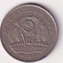 Mauritius 5 Rupees 1992 Rare Coin #E-117