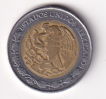 Mexico 5 Nuevos Pesos (1993) Rare Bimetallic Coin#E- 129