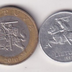 2 DIFFERENT DENOMINATION LITHUANIA RARE (2 COIN SET ) #E-139
