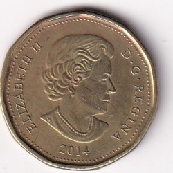 Canada 1 Dollar 2014 (Elizabeth II; Lucky Loonie) Rare Commemorative Coin#E- 130