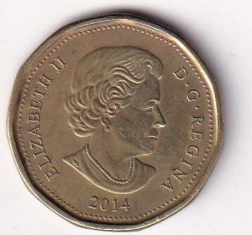 Canada 1 Dollar 2014 (Elizabeth II; Lucky Loonie) Rare Commemorative Coin#E- 130