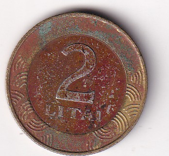 Lithuania 2 Litai 1999 Rare Bimetallic Coin#E- 136