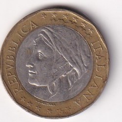 Italy 1000 Lire 1997-2001 (European Union; Reunited Germany Map) Rare Bimetallic Coin#E- 137