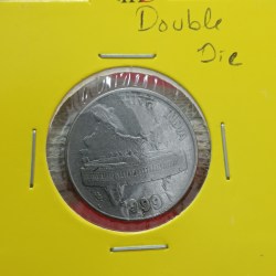 50 Paise Double Strike Error Year or Mint Double Strike 1999 Year Hyderabad Mint RBI Mistake Error Coin
