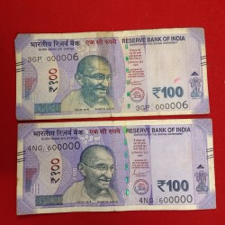 100 Rs Rare Fancy Number Notes 000006 or 600000 Same Note Given Sku 30