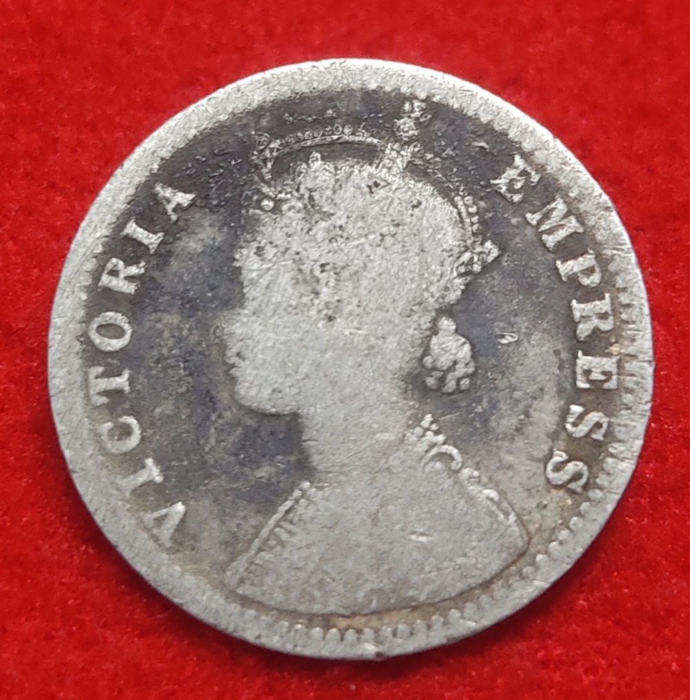 1/4 Rupee Silver Coin Victoria Empress 1892 Bombay Mint
