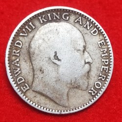 Alternative view of HALF RUPEE SILVER COIN EDWARD VII 1907 CALCUTTA MINT