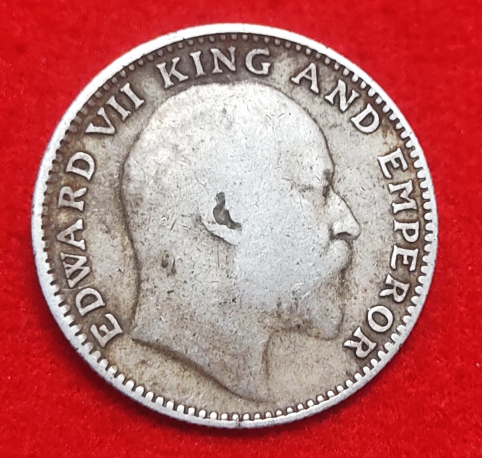 Half Rupee Silver Coin Edward VII 1907 Calcutta Mint