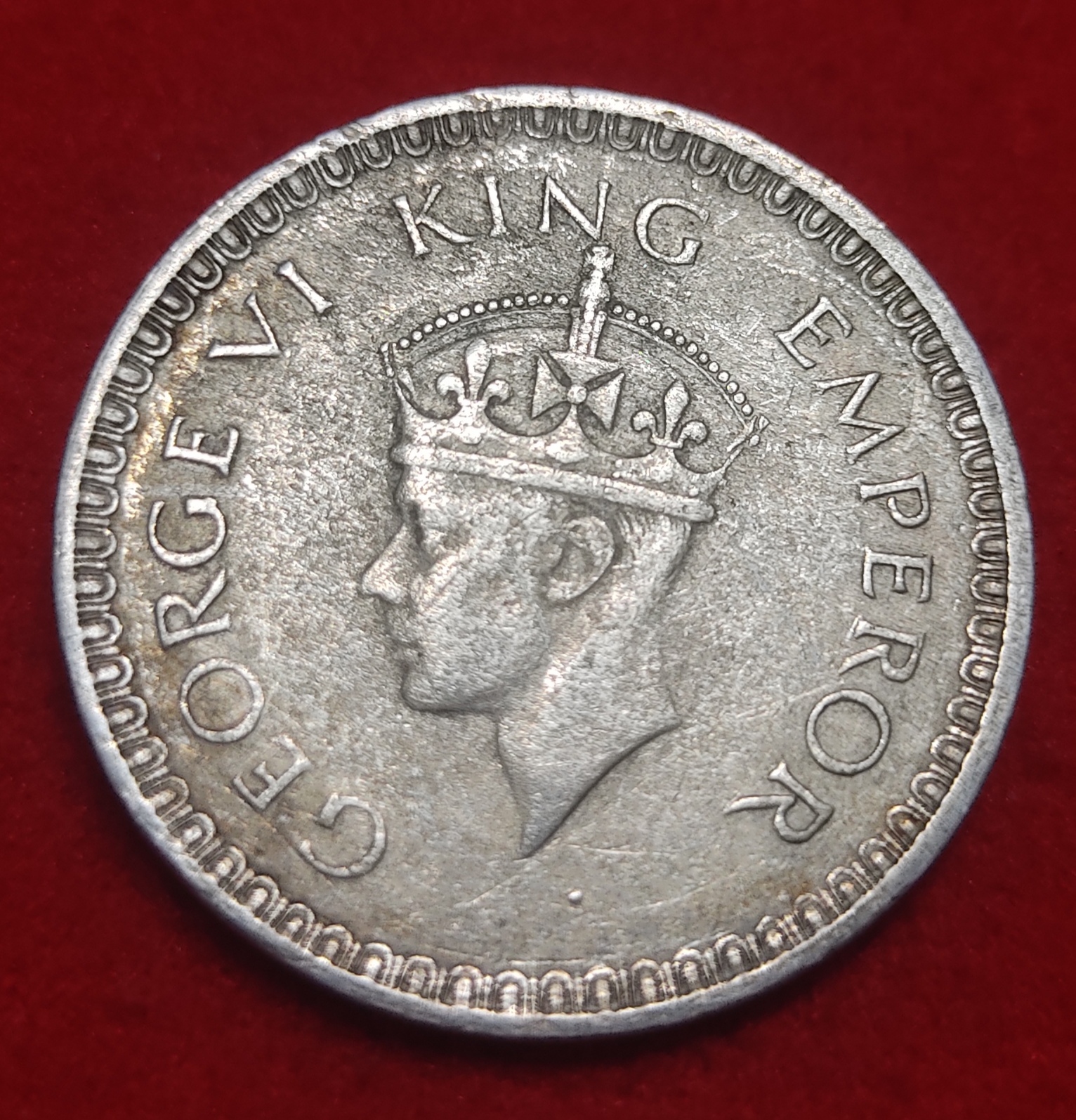 One Rupee Silver Coin George VI 1943 Bombay Mint