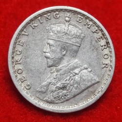 Alternative view of Two Anna Silver Coin George V 1913 Bombay Mint