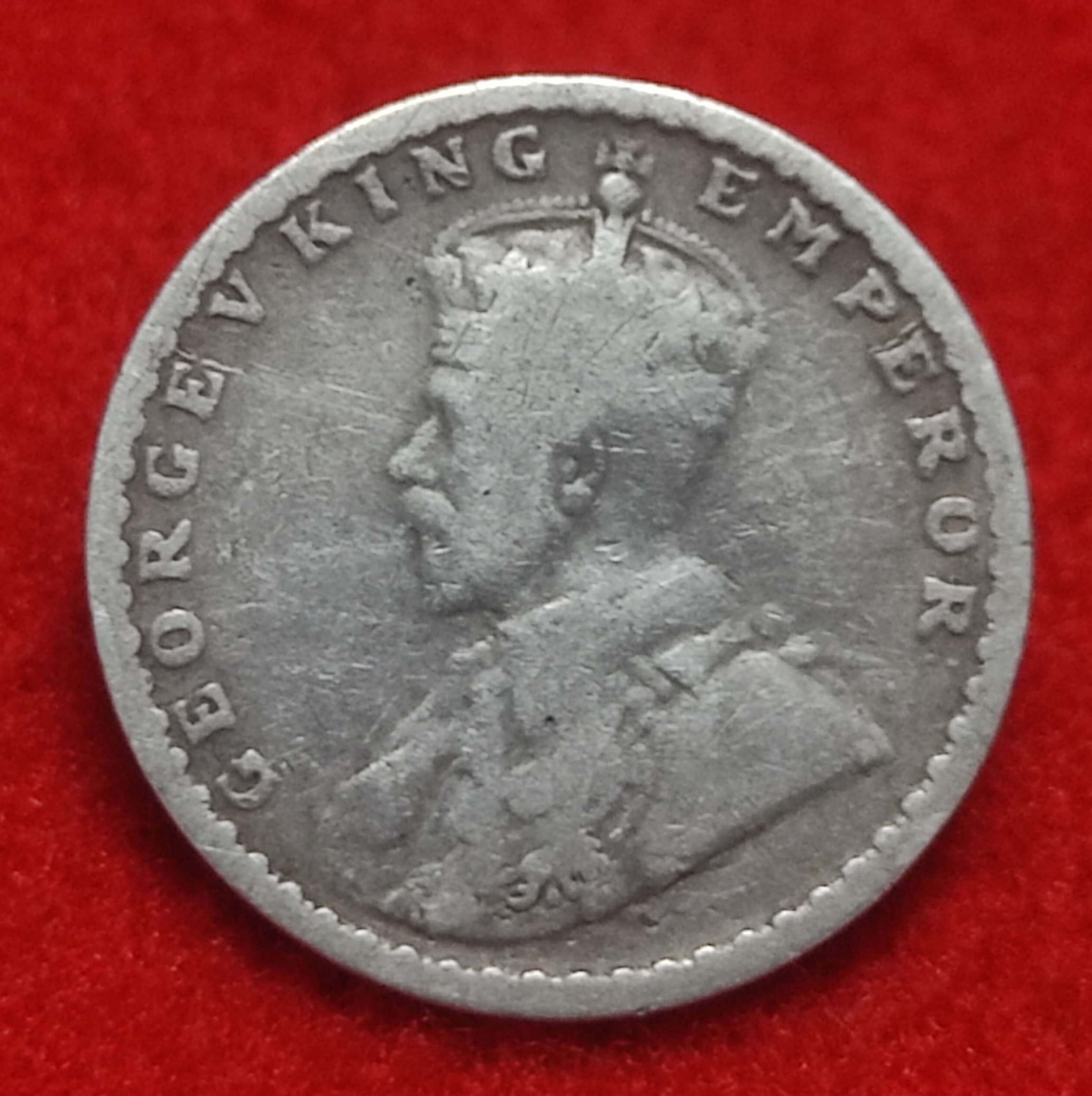 Two Anna Silver Coin George V 1914 Bombay Mint