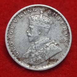Alternative view of Two Anna Silver Coin George V 1916 Calcutta Mint