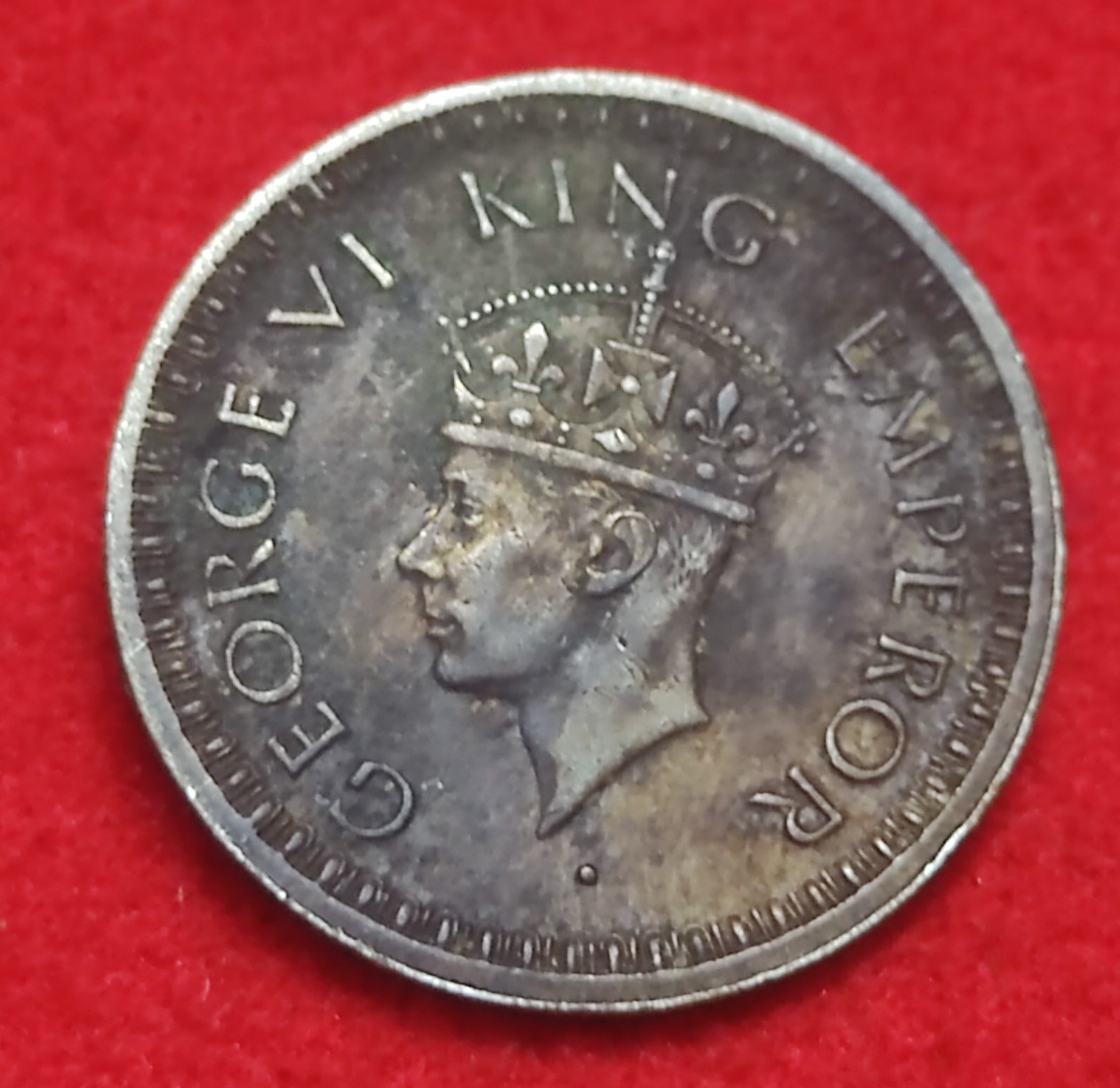 Half Rupee Silver Coin George VI 1943 Bombay Mint