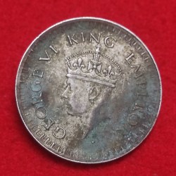 Alternative view of HALF RUPEE SILVER COIN GEORGE VI 1943