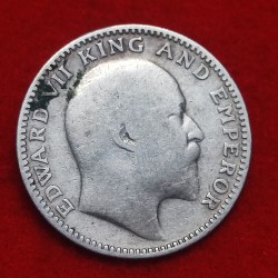 Alternative view of Half Rupee Silver Coin Edward VII 1910 Calcutta Mint
