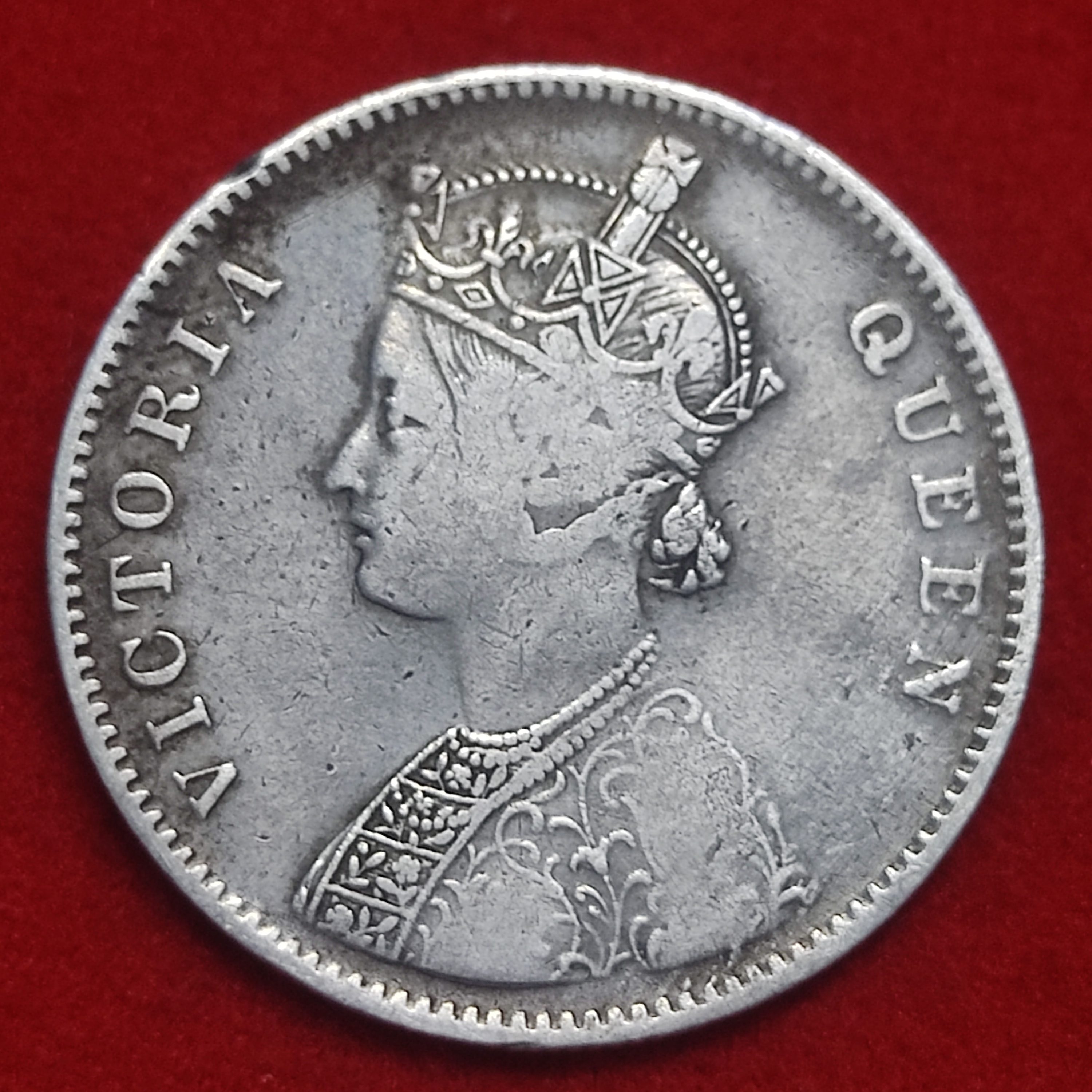 Rare One Rupee Silver Coin Victoria Queen 1862 (10 DOTS)