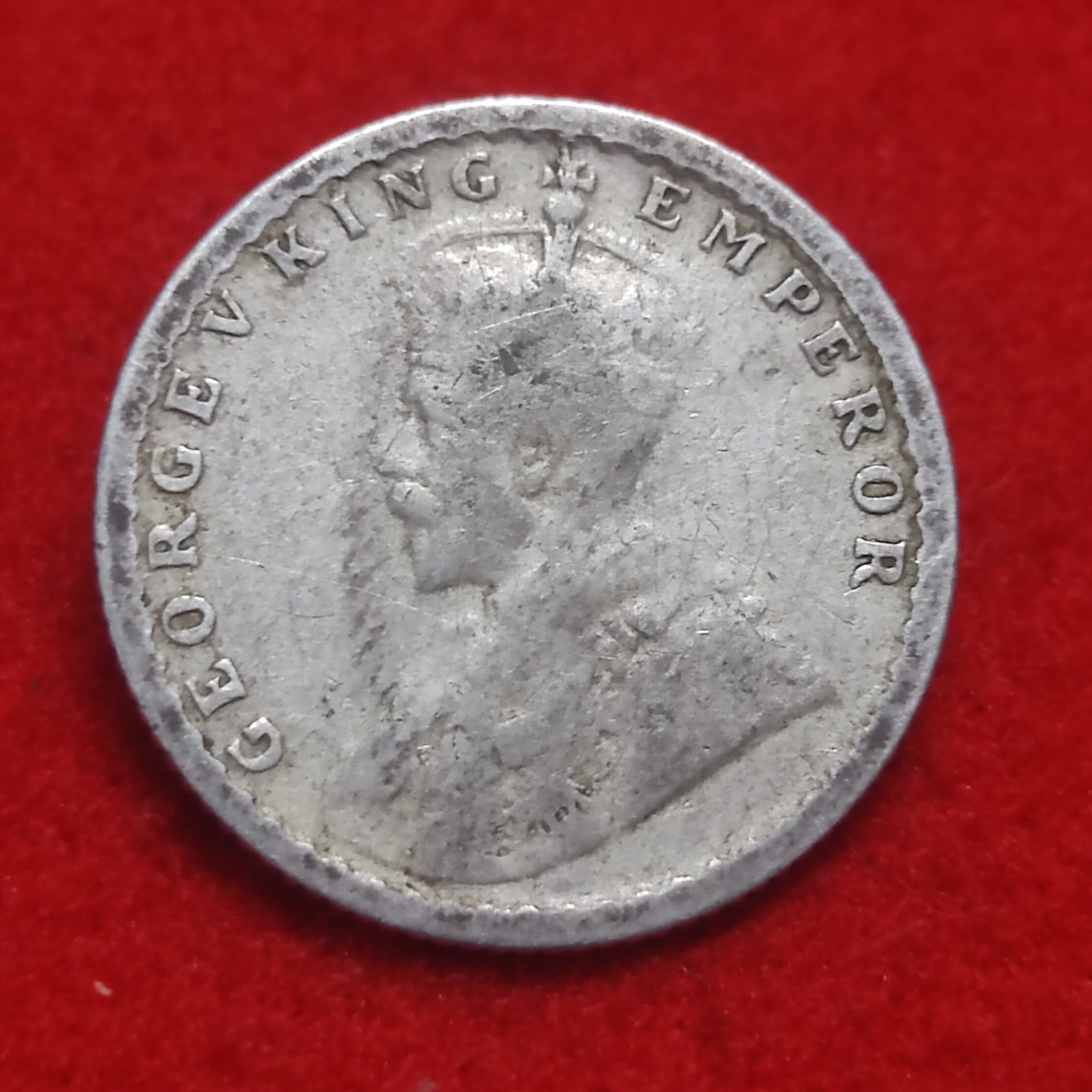 Silver One Quarter Rupee King George V Calcutta Mint 1926