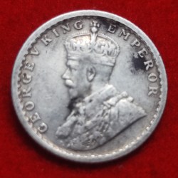 Alternative view of Silver One Quarter Rupee King George Calcutta Mint 1930