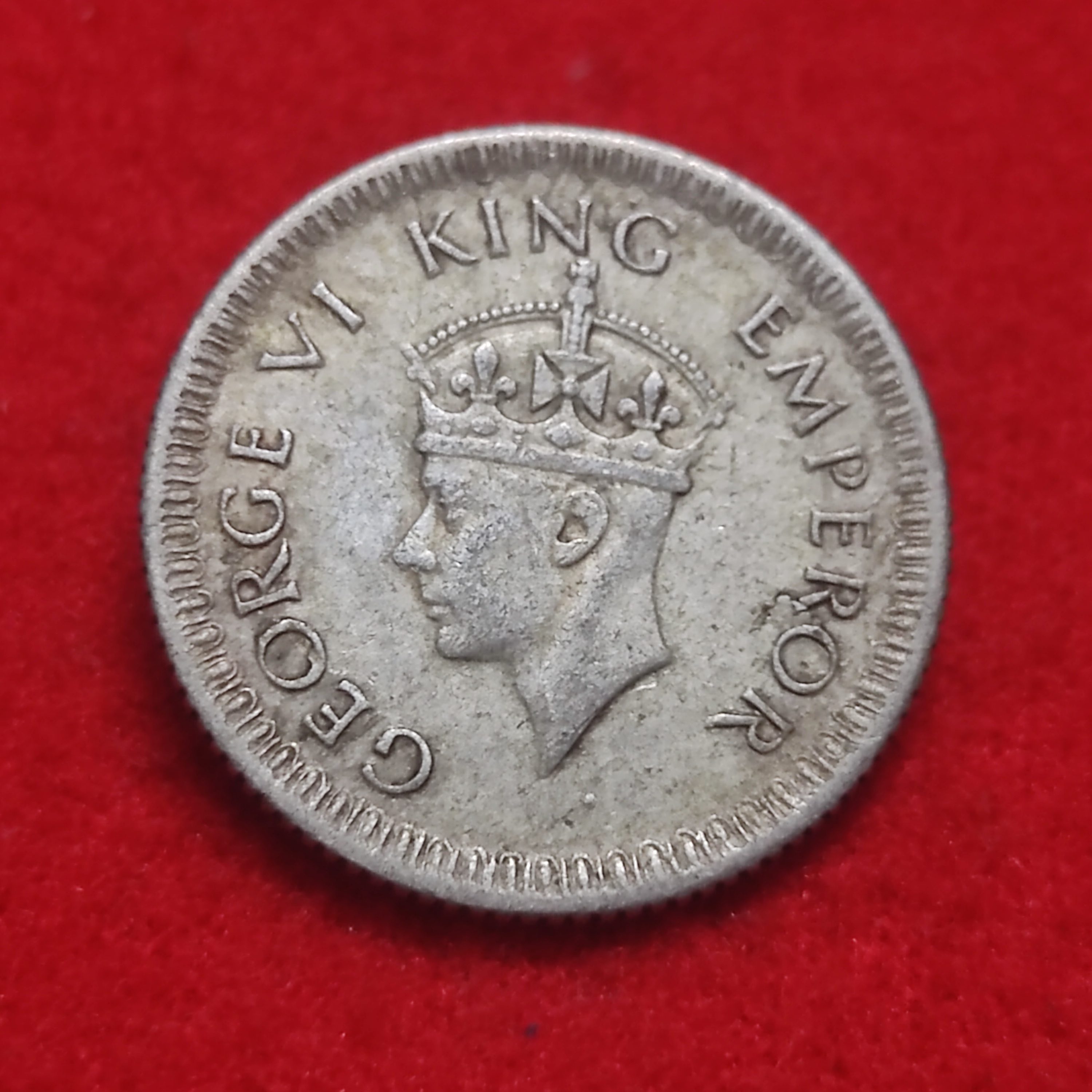 Silver One Quarter Rupee King George VI Calcutta Mint 1943