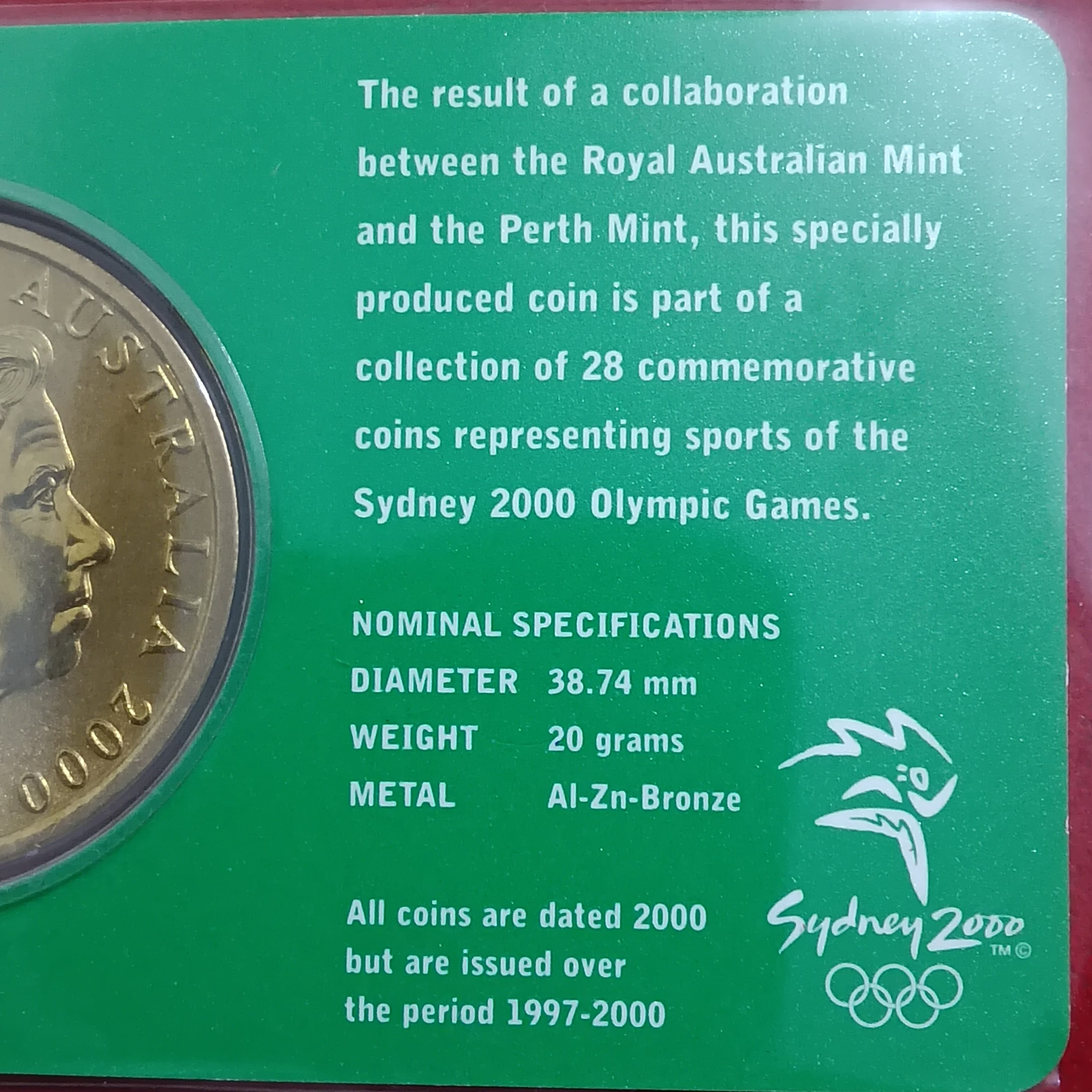 Rare Rare Rare 5 Dollars Elizabeth Australia Sydney 2000 Year Olympic Shooting Coin Royal Australian Mint