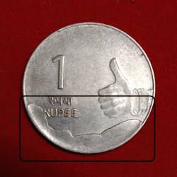 Alternative view of One Rs FSS Extra Metal Error Coin 2009 Year Calcutta Mint RBI Mistake Coin