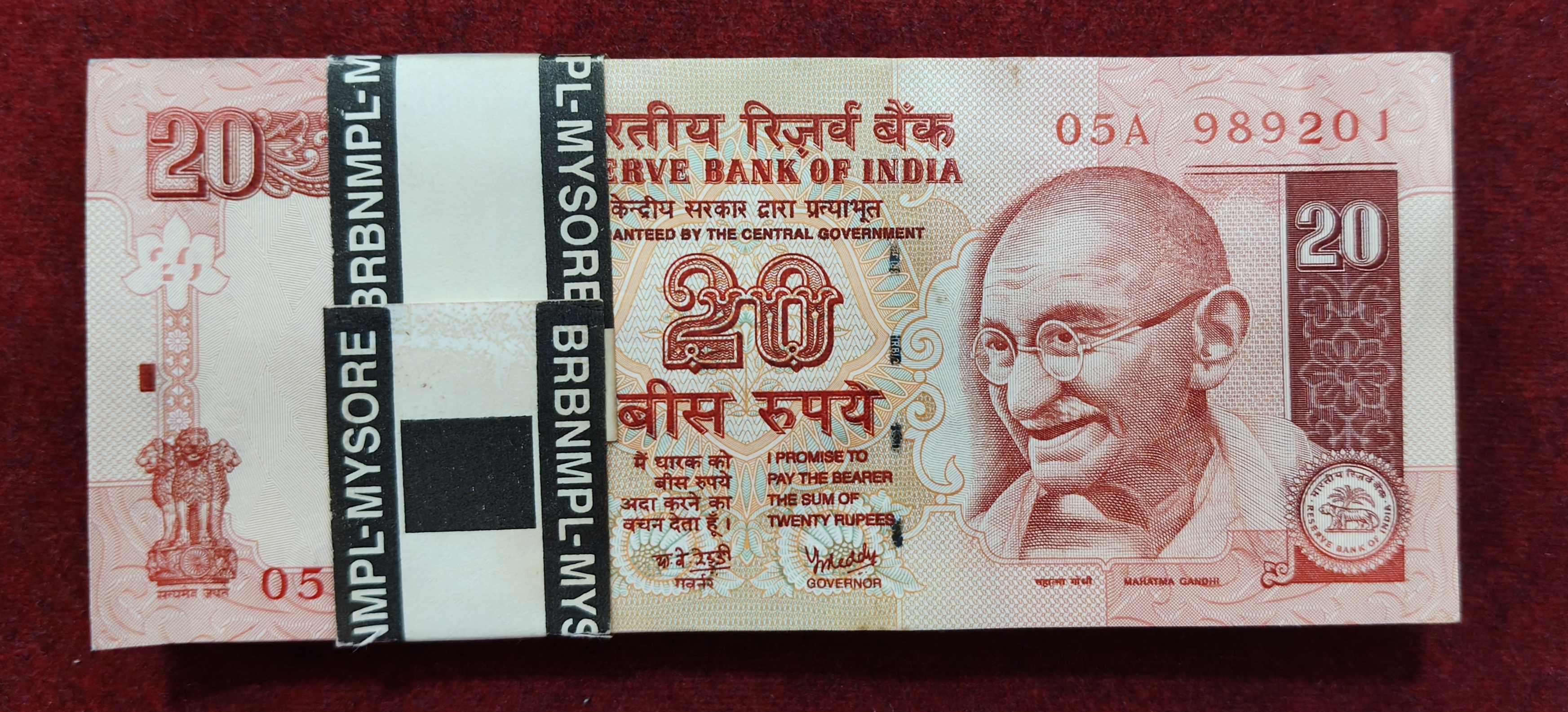 Rare Old Issue 20 Rupees 2008 Governor Y.b.reddy Rare UNC Serial Packet