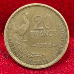 Alternative view of France 20 Francs 1950 signature "G GUIRAUD" Rare Coin #E-158