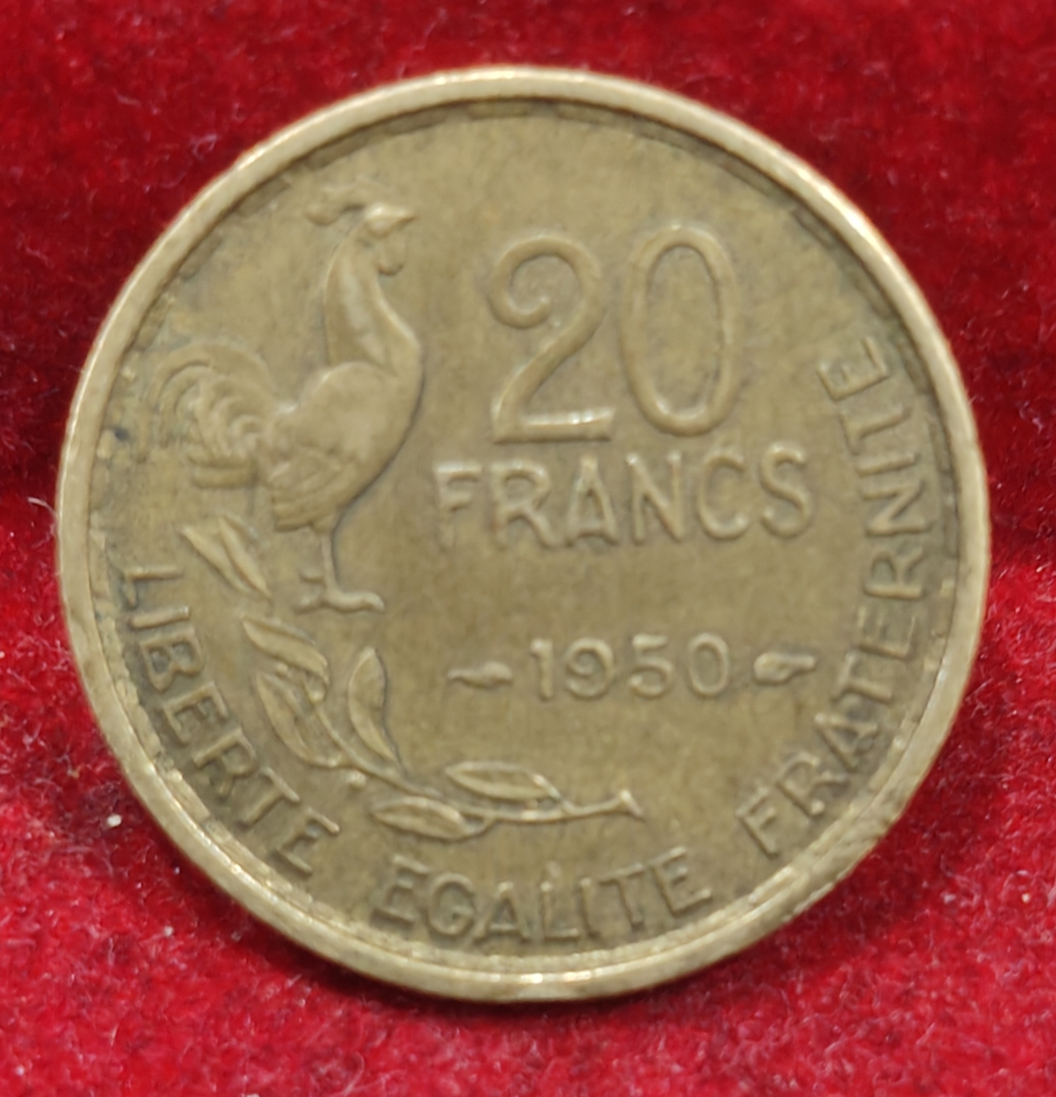 France 20 Francs 1950 signature "G Guiraud" Rare Coin #E-158
