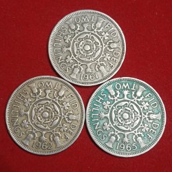 Elizabeth Two Shillings Britain Coin Year 1961 1962 1965 Year 3 Pcs Given
