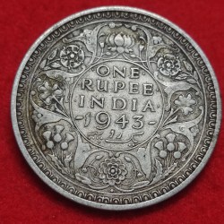 SILVER ONE RUPEE COIN GEORGE VI 1943