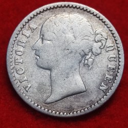Alternative view of SILVER QUARTER RUPEE QUEEN VICTORIA DIVIDED LEGEND 1840