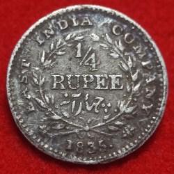SILVER QUARTER RUPEE KING WILLIAM IIII 1835