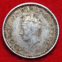 Alternative view of SILVER QUARTER RUPEE GEORGE VI 1939 CALCUTTA MINT