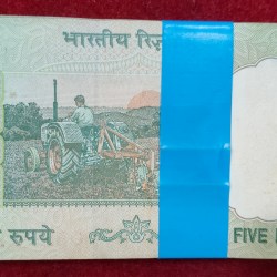 Alternative view of 5 RUPEES GANDHI OLD ISSUE GOVERNOR BIMAL JALAN RARE UNC SERIAL PACKET